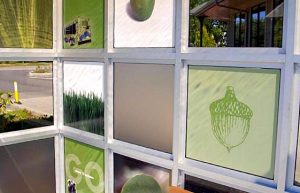 Flat Roof Shelter with Custom Graphic Infills